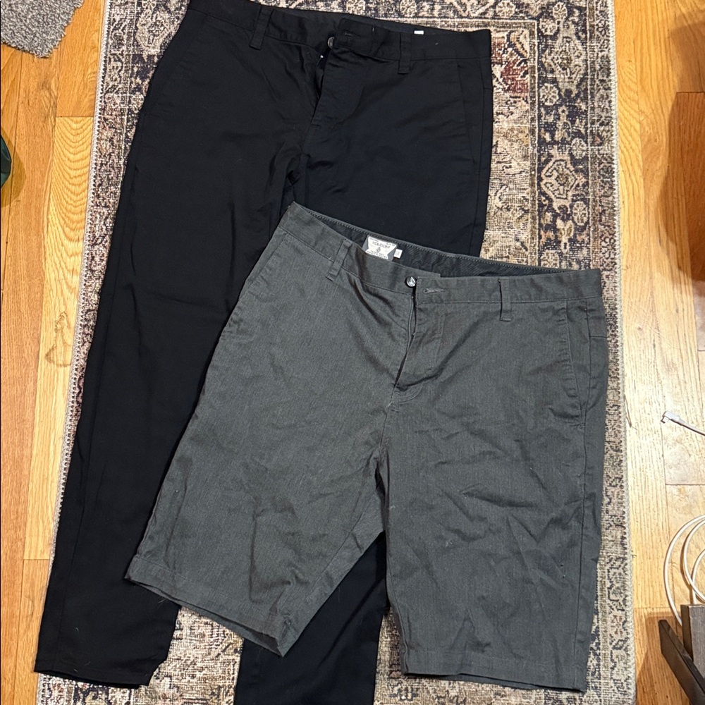 Volcom Charcoal Shorts and Black Pants (you get both)